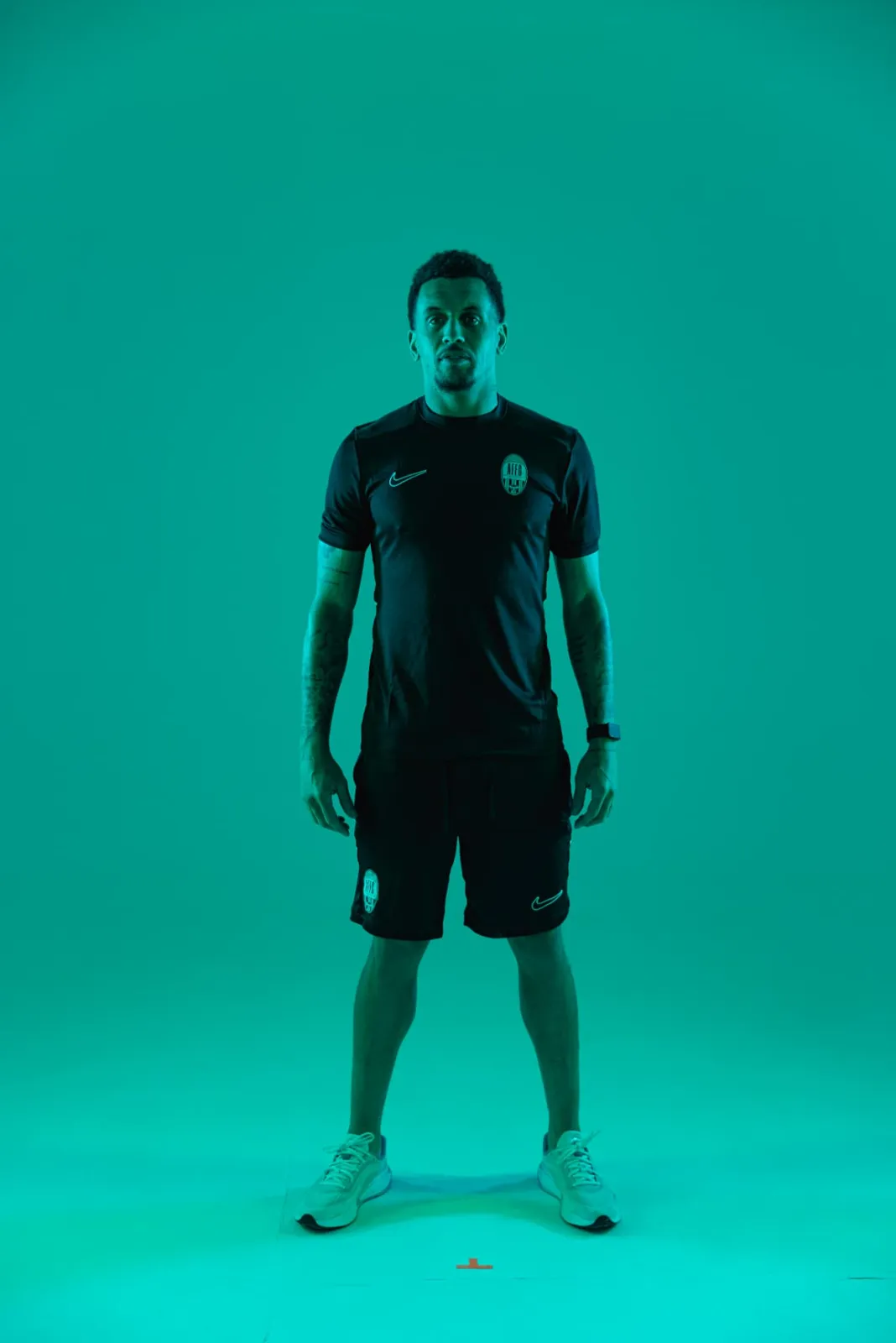Arabian Falcons FC senior player in official training kit