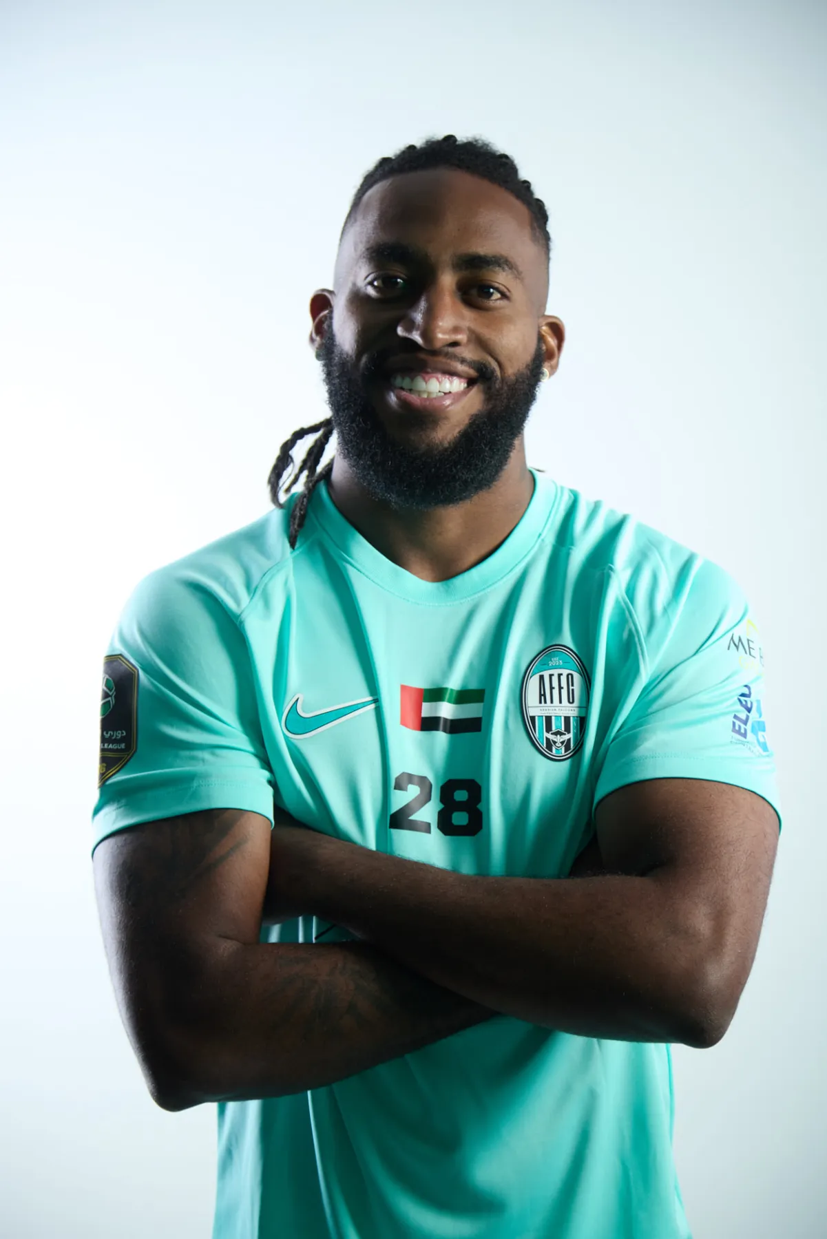 Arabian Falcons FC senior player in official club kit