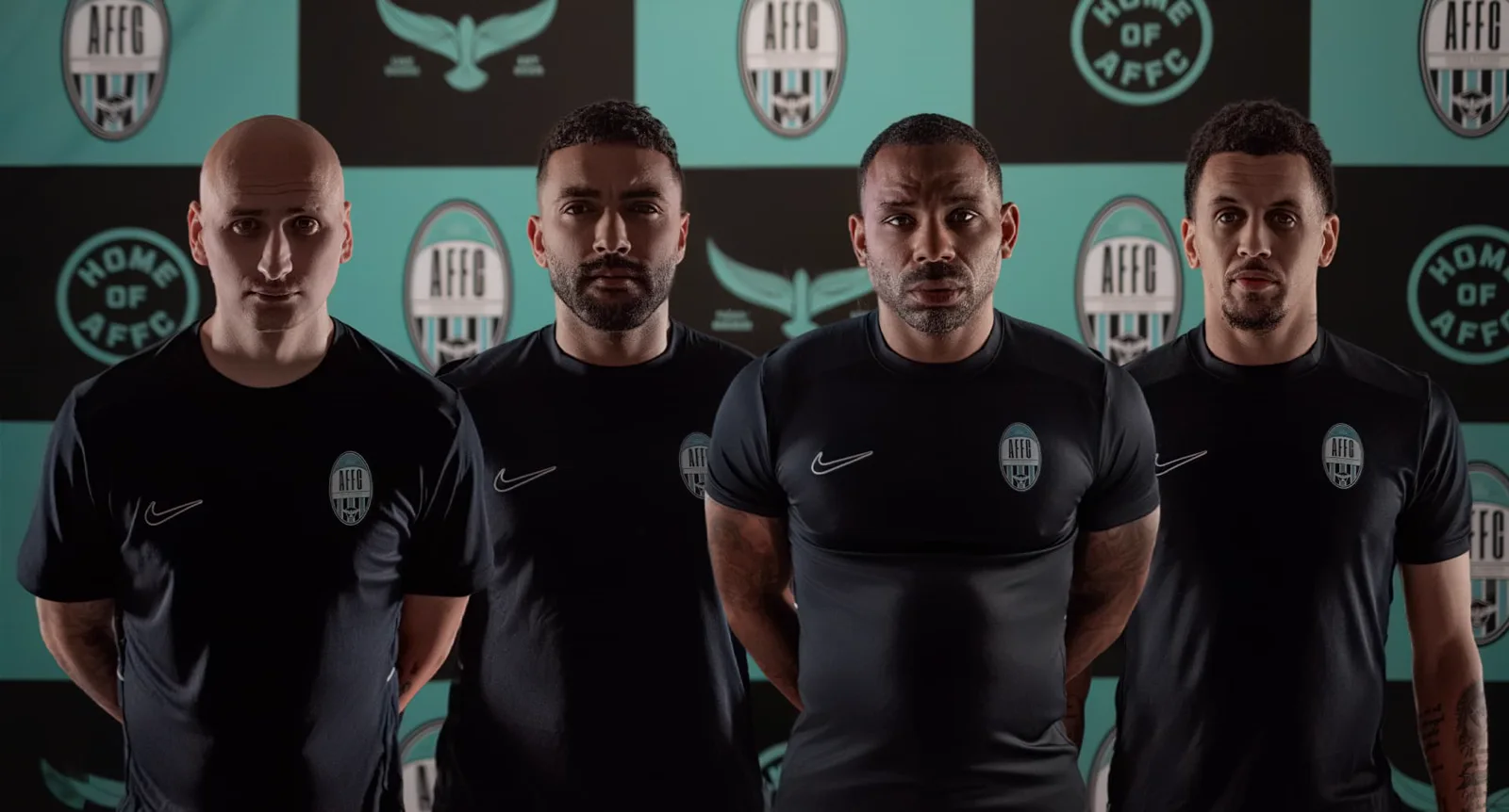 Arabian Falcons FC first-team players in official club training wear